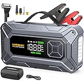 Jump Starter with Air Compressor, 8000A 160PSI Car Jump Starter (8.0 Gas/10.0L Diesel), 12V Battery Jump Starters, Portable Jump Cables, LCD Display and LED Lights