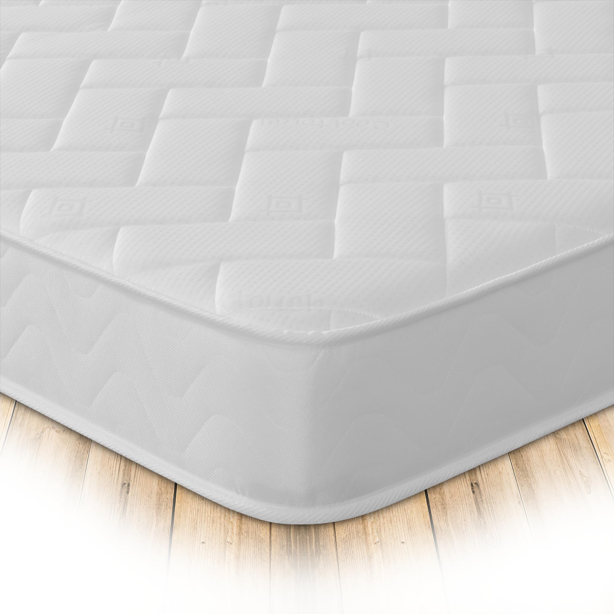 Starlight Beds Quilted Brick Sprung Hybrid Small Double Mattress with Memory Foam Layer. Soft Firmness, White, 18cm Deep. 4ft Mattress (120cm x 190cm)