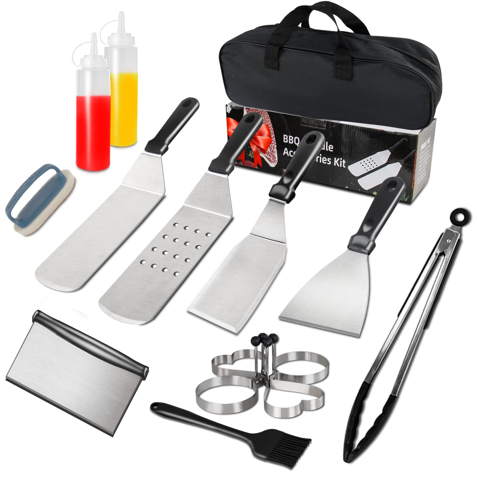Photo 1 of Blackstone Griddle Accessories, 15PCS Grill Accessories Kit for Blackstone and Camp Chef, Grill Kit with Brush, Spatula, Tongs, Flat Top Grill Accessories for Outdoor Camping BBQ