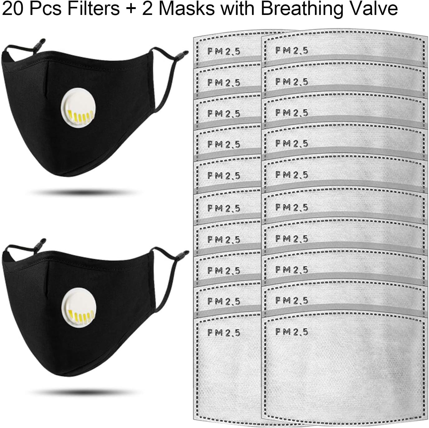 20 Pcs PM2.5 Activated Carbon Filter for Breathing Insert Protective mask Anti Pollution for adult Outdoor Activities