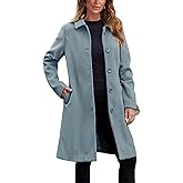 UANEO Womens Peacoat Faux Wool Blend Single Breasted Long Trench Coat Dress Overcoat Winter with Pockets