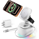 5 in 1 Wireless Charger, Foldable Wireless Charging Station with Night Light for Apple Magnetic Charger, Retractable Cable Fast Charger Stand for iPhone 17/16/15/14/13/12, Apple Watch, AirPods Pro 3