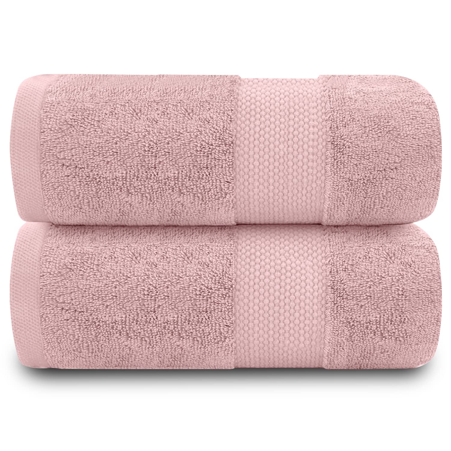 GC GAVENO CAVAILIA Fade Resistant Bathroom Towels Set, 700 GSM Premium Quality Extra Absorbent 100% Cotton Bath Towel, Soft Pink, 2PK Bath Towel