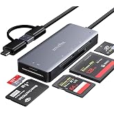 SD Card Reader, Aluminum 5in1 USB USB-C to SD Micro SD MS CF XD Card Reader Adapter Compatible with iPhone 15/16/Pro/Max, MacBook Pro/Air 2023, iPad Pro, iMac, S23, XPS 17, Surface Book 3 and More