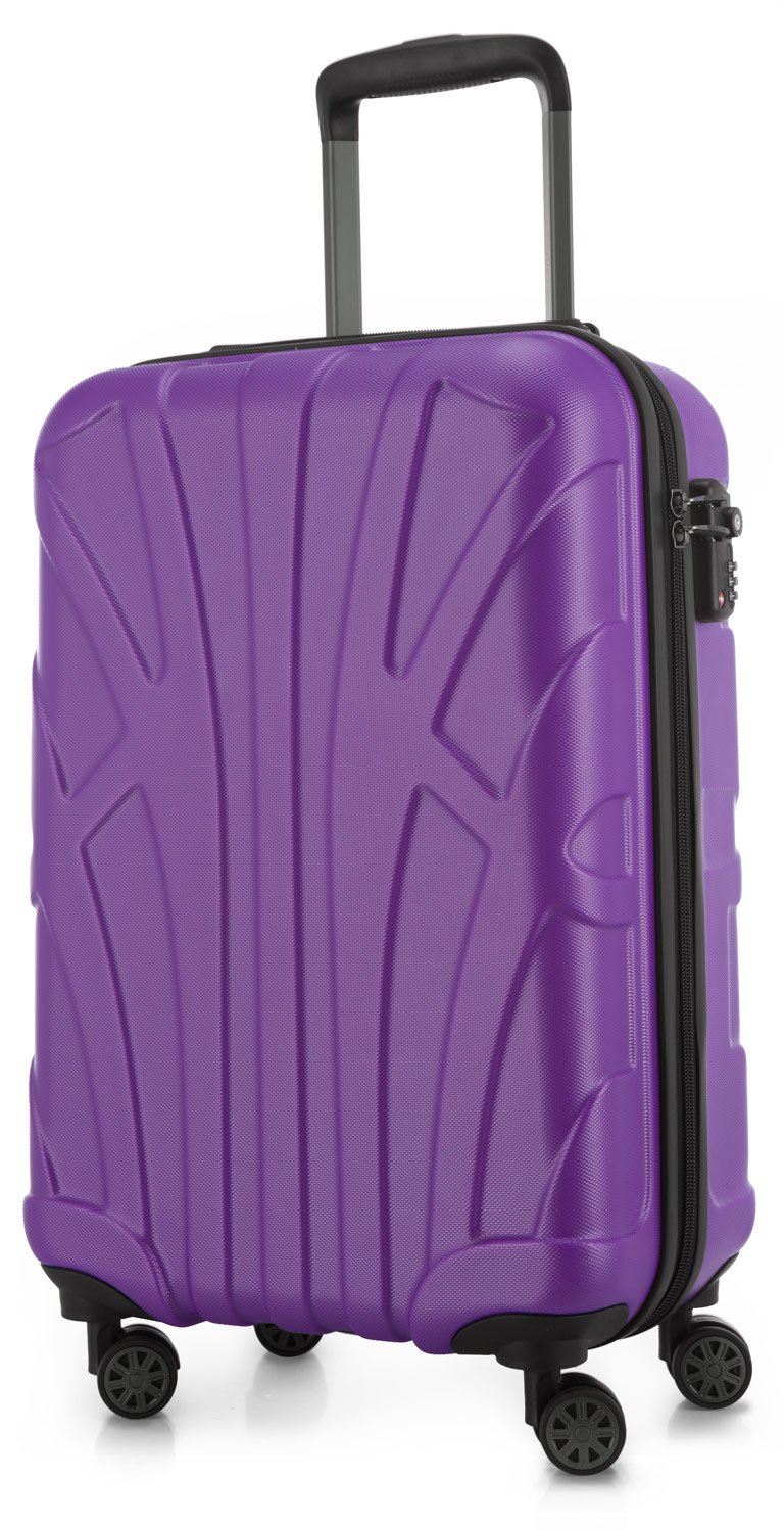 Suitline - Hand Luggage, Carry on Cabin Trolley, Hardshell Suitcase, 100% ABS, 55 cm, 34 liters, Purple