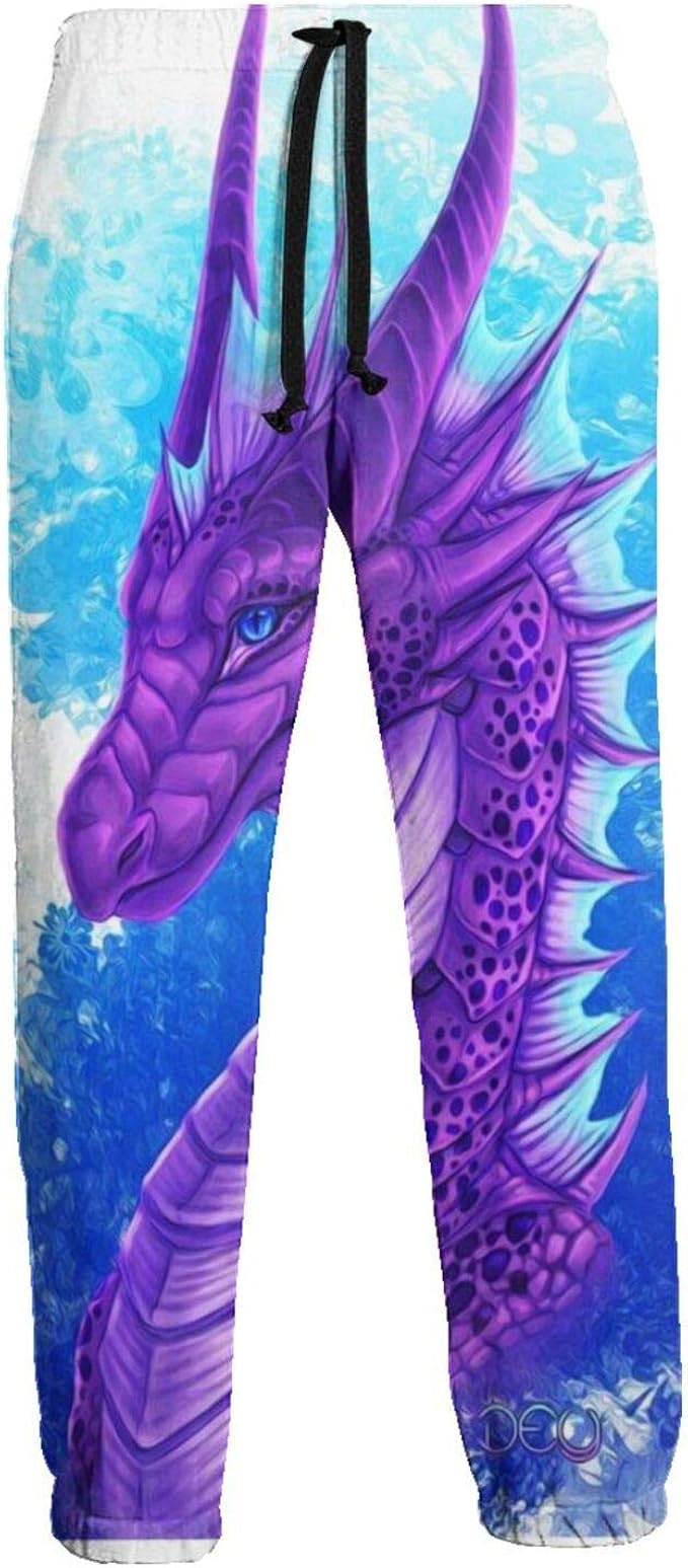 Purple Dragon Unisex Men Women 3D Digital Print Sports Jogger Pants Baggy Beach Pants with ...