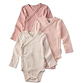 Butterblu unisex-baby Sterling 3-pack Kimono Bodysuits 100% Organic Cotton Side Snap for Baby Boys & Girls