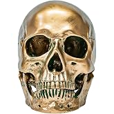 ECYC 1:1 Resin Human Skull Model Halloween Props Home Decorations High Fidelity Skull Head Sculpture Life Size, Bronze
