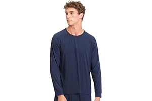 Cozy Earth Men’s Stretch-Knit Long Sleeve Shirt - Breathable Temperature Relaxed Slim Fit Loungewear T-Shirt for Men