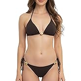 LIZENS Women's Triangle Bikini Floral String Bikini Set Two Piece Swimsuit Bathing Suits
