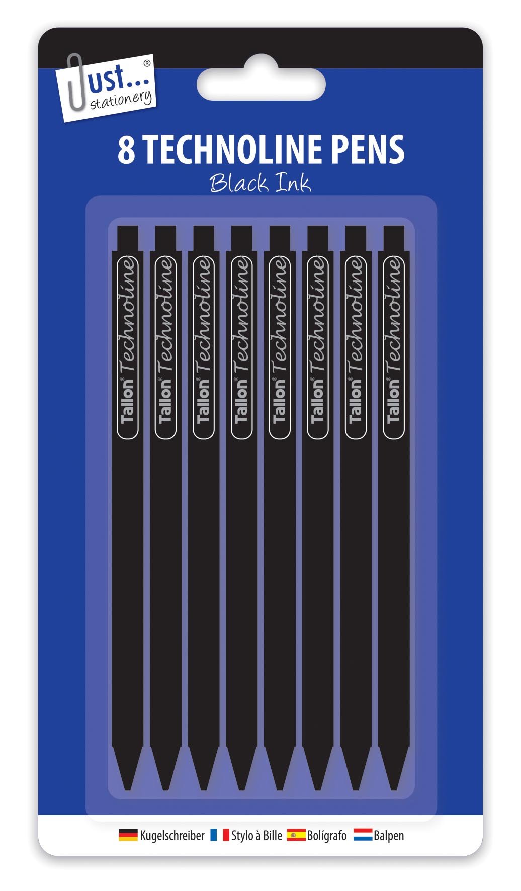 Just Stationery Techno-Line Pen - Black (Pack of 8)