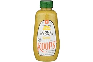 Koops' Organic Spicy Brown Mustard – Bold and Brown Mustard Sauce, Gluten-Free, Kosher, USDA Certified Organic, Made in USA, From Quality Mustard Seeds – 12 Oz, Pack of 1