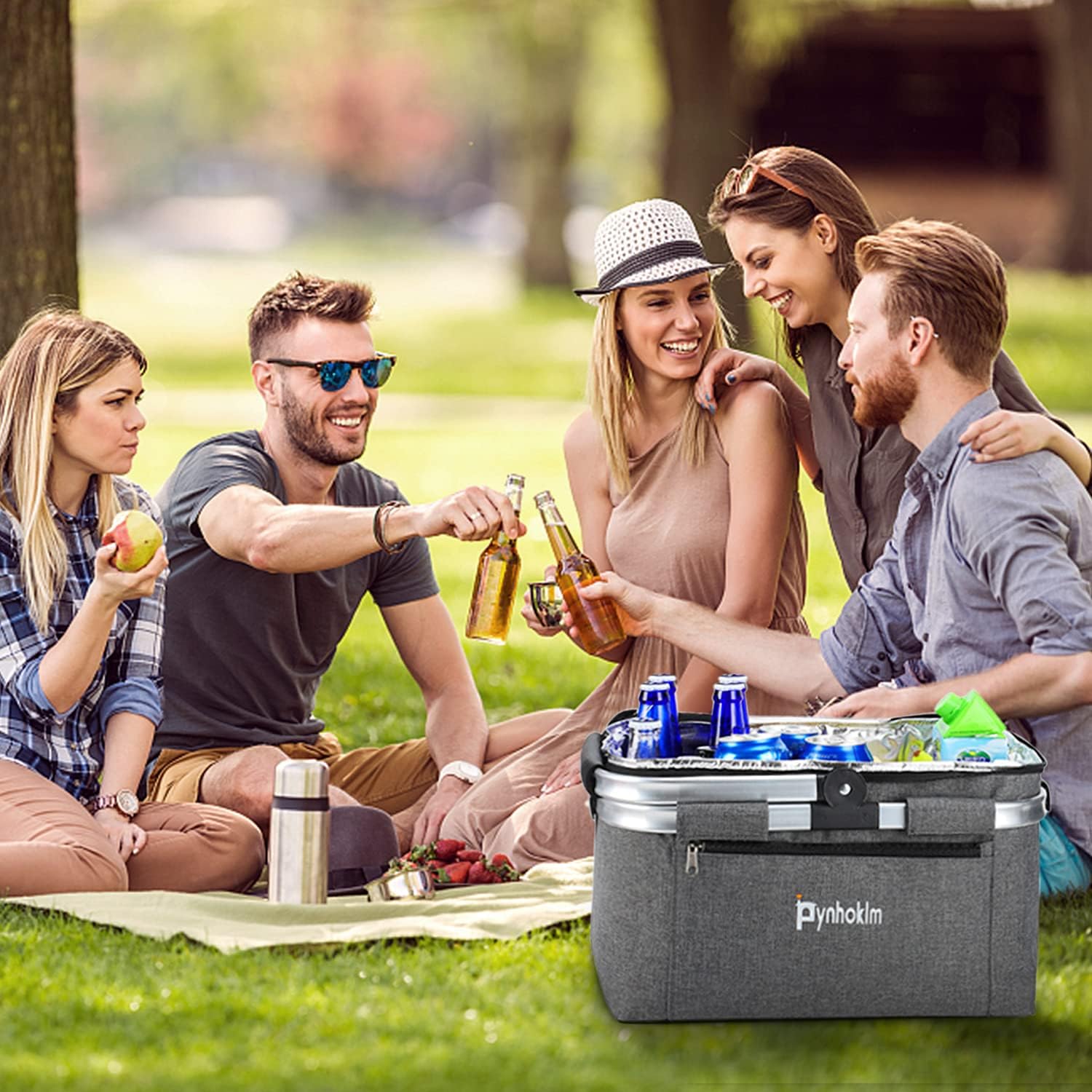 Pynhoklm Insulated Cooler Bag Portable Collapsible Picnic Basket Cooler with Sewn in Frame : Garden & Outdoor