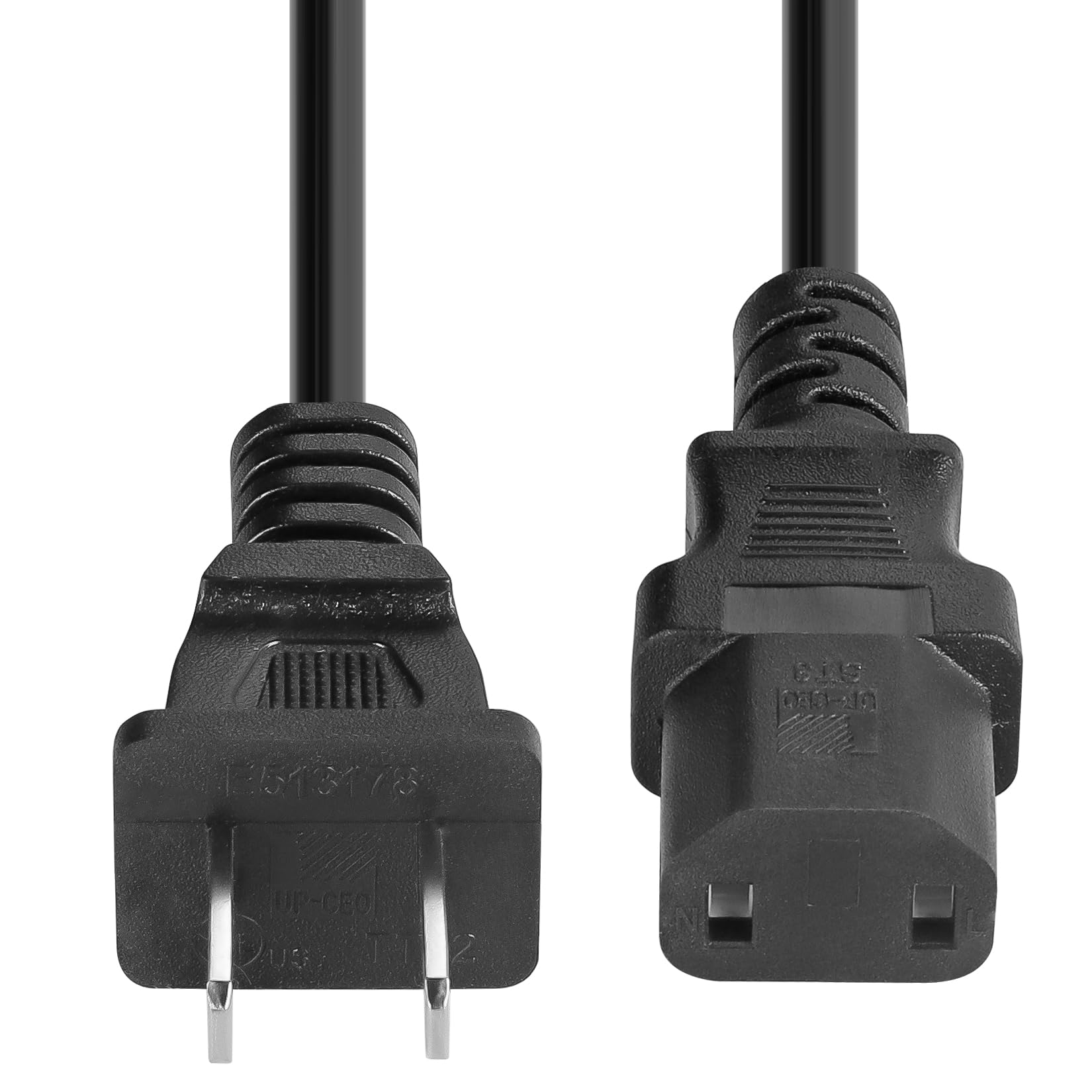 2 Prong AC Power Cord UL SVT 18AWG 10A Power Cable Replacement - for PS4 Pro, Xbox One/Xbox 360 Slim / 360 E Power Supply Brick (6Feet, Black)