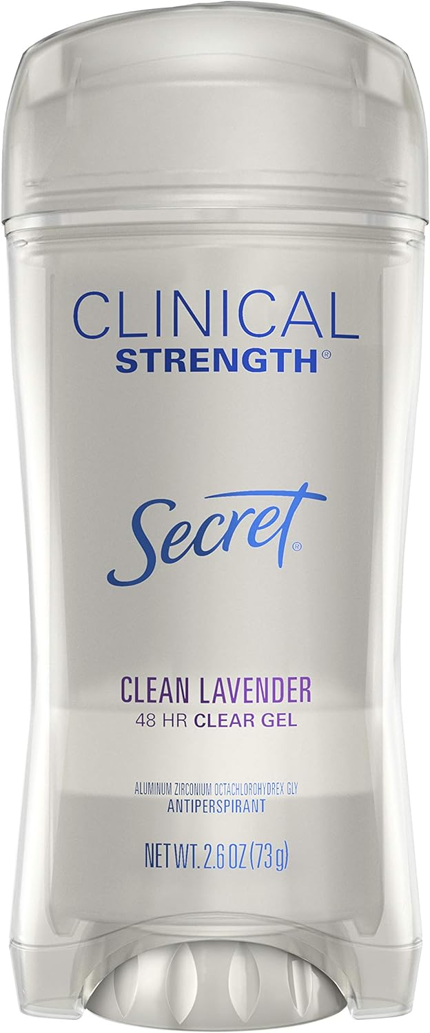 Secret Antiperspirant Clinical Strength Deodorant for Women, Clear Gel, Clean Lavender, 2.6 oz : Beauty
