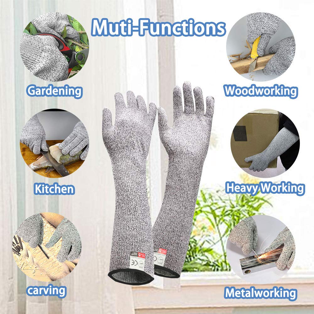 GRSTREE Cut Resistant Gloves long sleeves Stainless Steel Wire,High Performance Level 5 Anti Cut Sleeve,Hand Wrist Forearm Protectors - Image 5