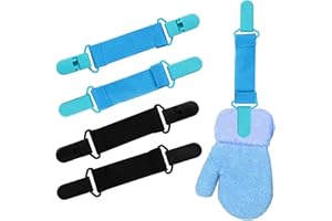 Lot de 4 clips anti-perte pour moufles pour enfants, sangles élastiques, pinces à moufles pour tout-petits, pinces à gants po