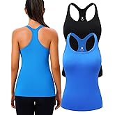 Evercute 1/2/3 Pack Workout Tank Tops for Women with Built in Bra Racerback Yoga Sleeveless Top Camisole Athletic Gym Tops