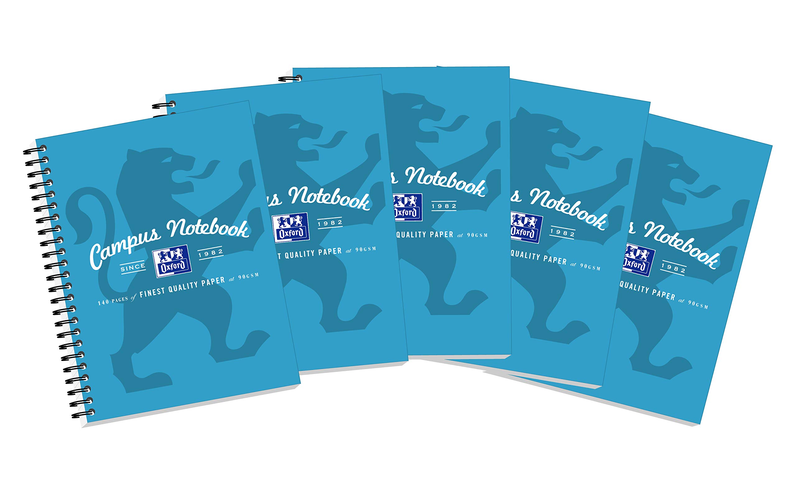 Oxford Campus A5 Notebook - Aqua, Pack of 5