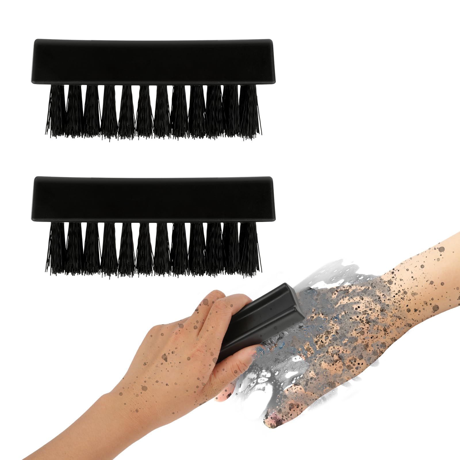 Amaxiu Hand Nail Brush for Cleaning Fingernails, Durable Nylon Firm Stiff Scrub Bristles Nail Scrubber Brushes for Men Mechanics Gardeners Scrubbing under Fingers Foot Toes(2 Pack, Black)