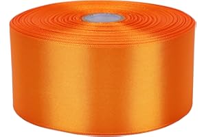 Baocuan 2 inch x 50 Yards Orange Single Face Satin Ribbon Solid Fabric Ribbon for Gift Wrapping Floral Bouquets Wedding Birthday Party Decoration Hair Floral Craft Sewing