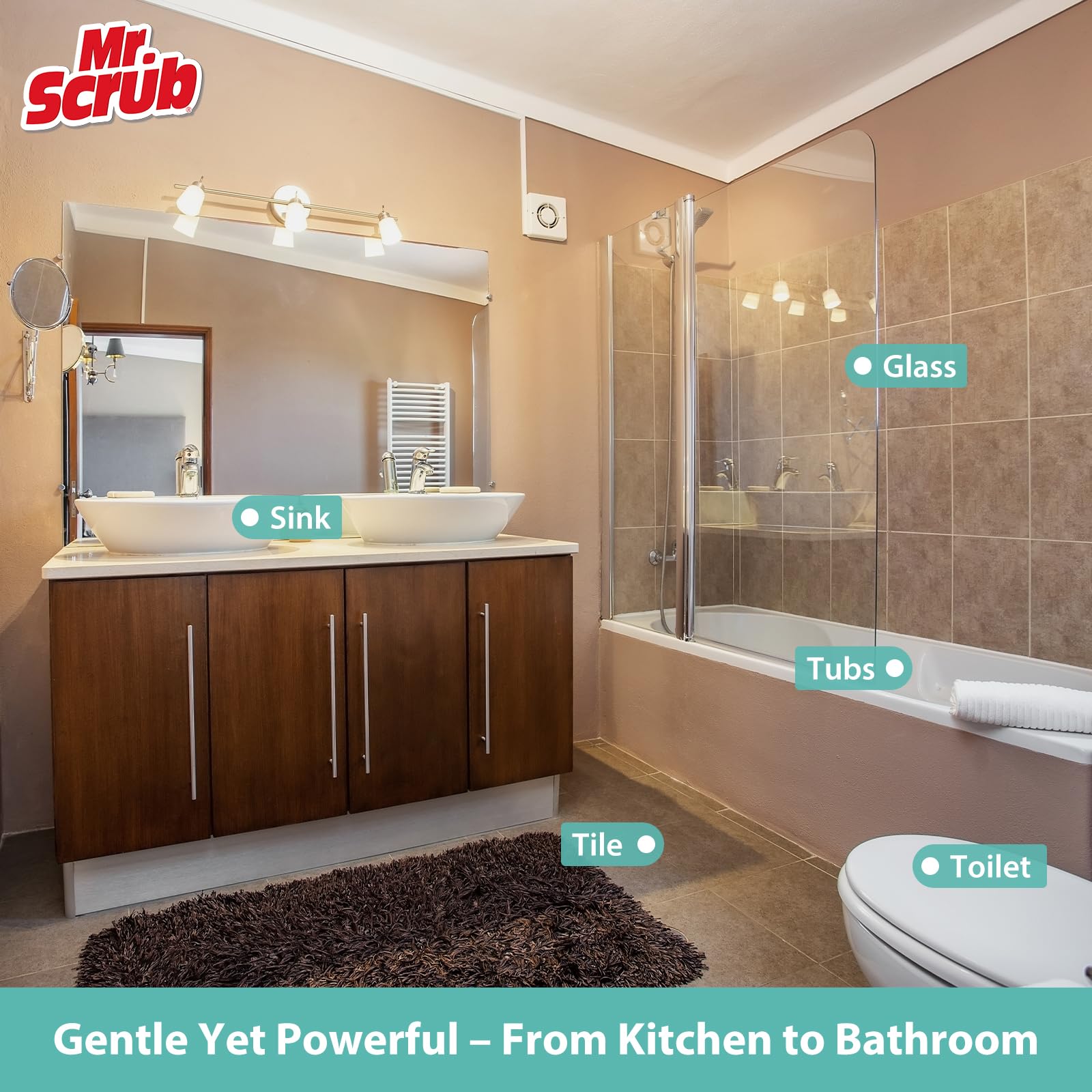 All-Purpose Sponges, Non Scratch, for Washing and Cleaning Dishes, Premium Scrub and Scrubbers, 12 Pads, Ideal for Kitchen, Bathroom