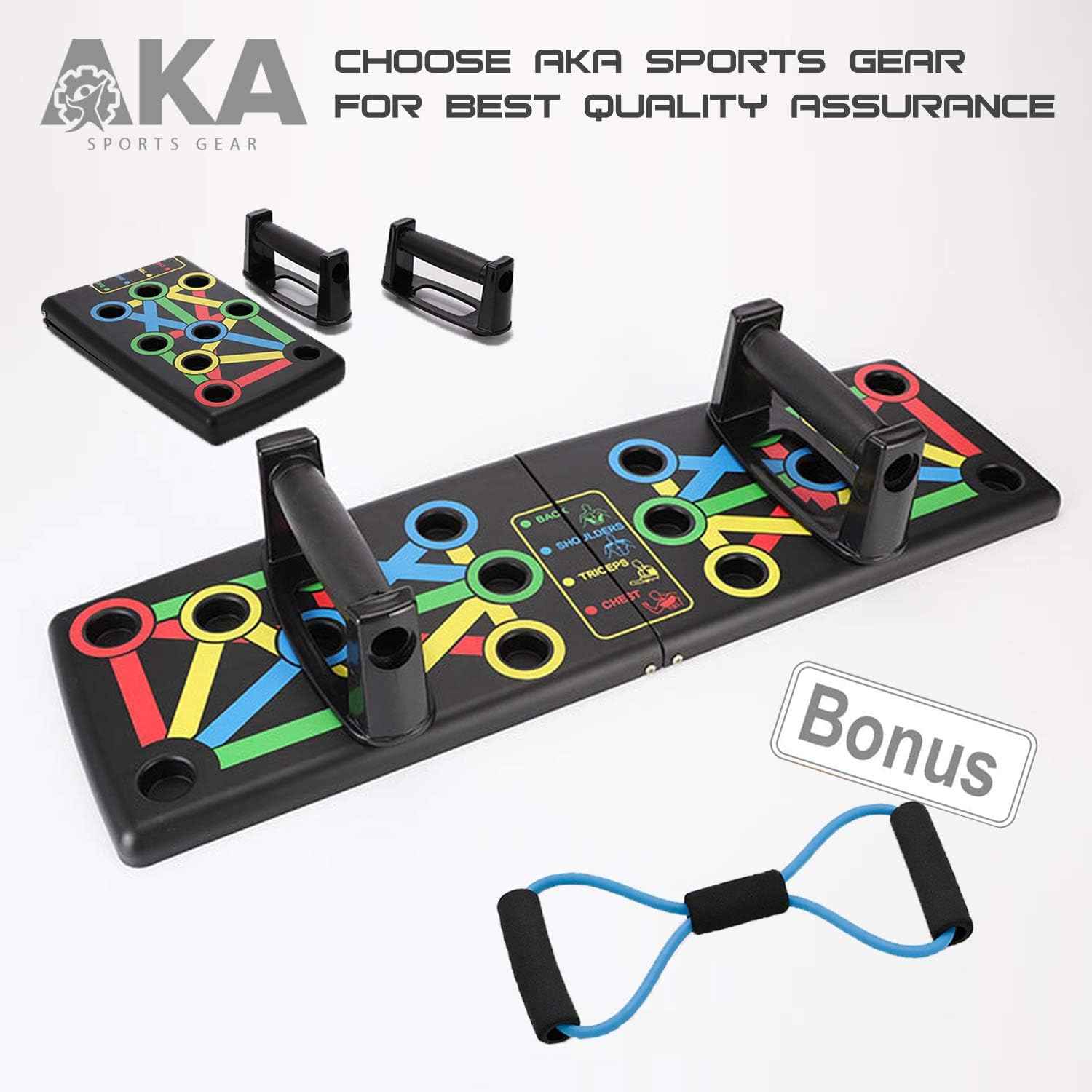 AKA Sports Gear Push Up Board with Resistance Band -Body Strength Building Exercise Tools for Push up, Portable Bracket Board Push Up Training System, for Men Women Home Fitness Training