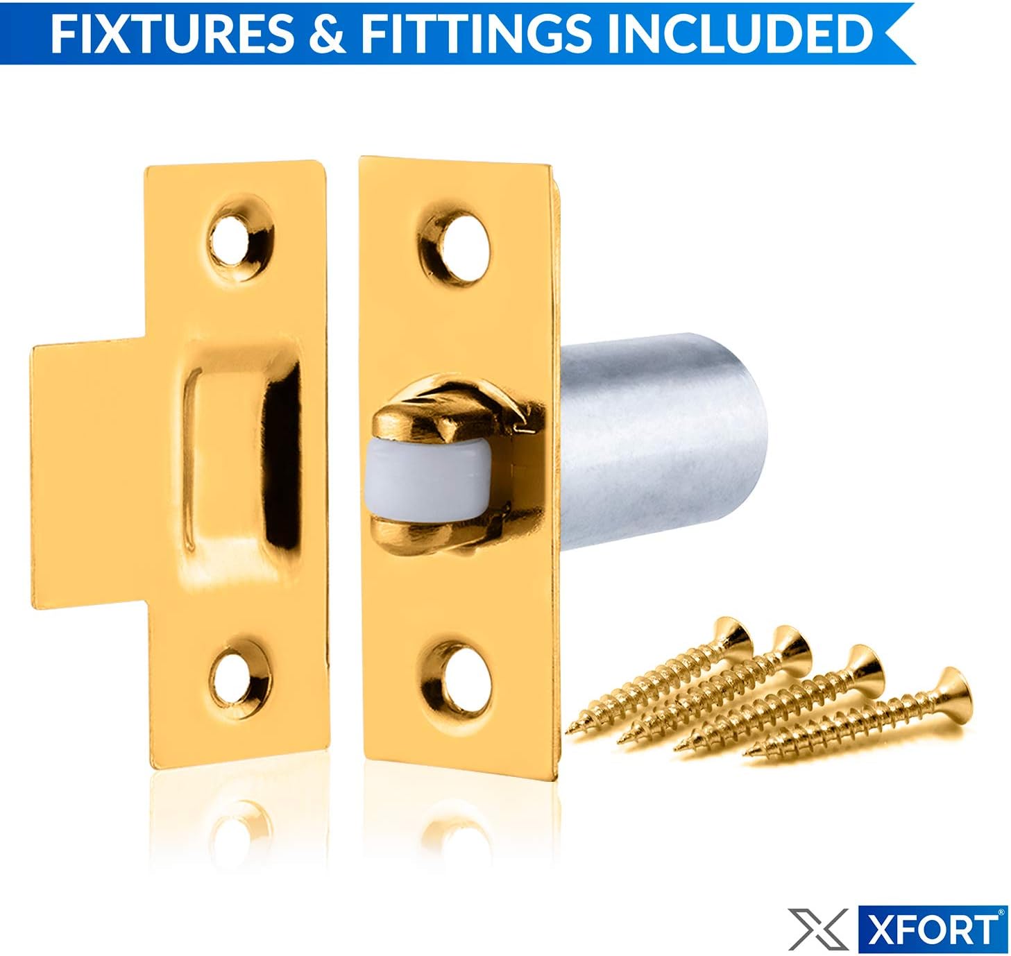 XFORT® Adjustable Roller Catch, Polished Brass Roller Ball Door Latch, Door Closer When Locking is not Required - Image 3