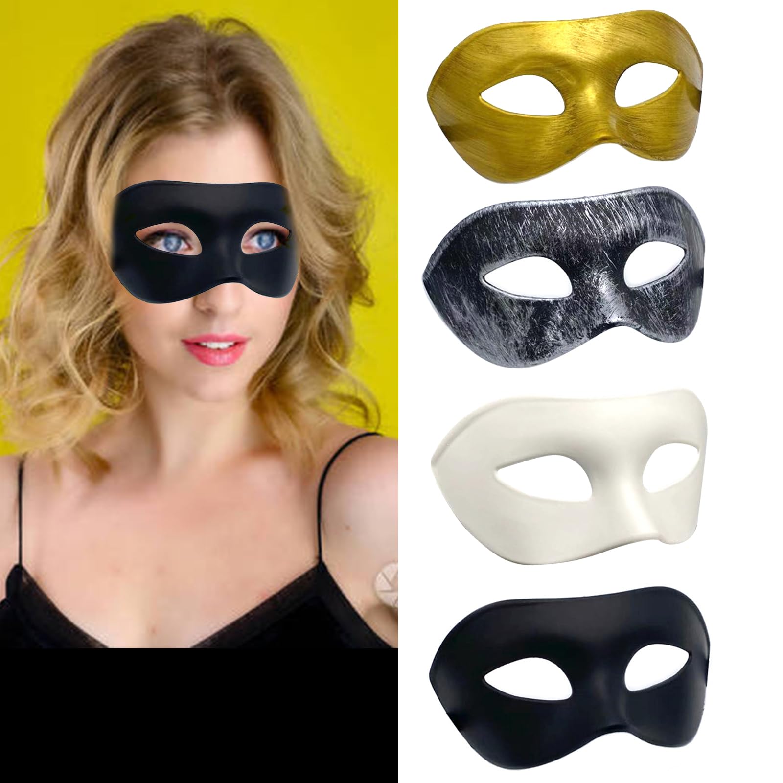 MFCGHXR 4 PCS Masquerade Mask, Men's Masquerade Mask Fit, Venetian Greek Roman Party Mardi Gras Mask, Halloween Mask, for Halloween Christmas Mardi Gras Party(4 Colors)