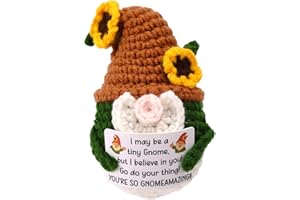 Crochet Gnome, Funny Emotional Plush Positive Support Gifts Woolen Yarn Crochet Gnome with Encouragement Card Knitted Potato 