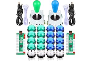 EG STARTS 2 Player Arcade Game DIY Kits Part 2 Ellipse Oval Bat Joystick Handles + 20 LED lit Arcade Buttons Green & Blue Kits