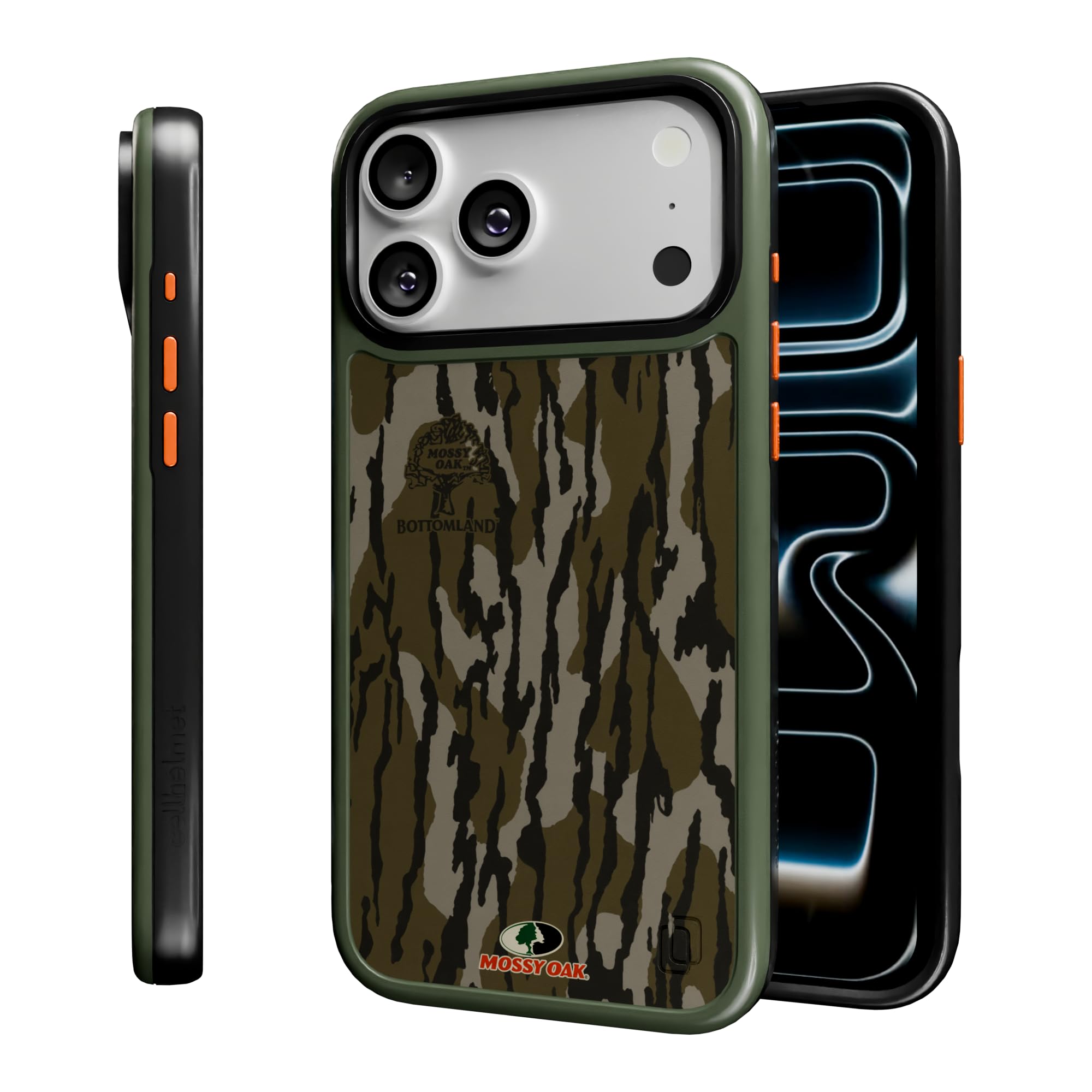 cellhelmet iPhone 17 Pro Max Shockproof Protective Case in Mossy Oak Bottomland Camo, MagSafe Compatible, 18-Foot Drop-Test Certified, Slim, Rugged, Raised Bezels & Lifetime Replacement