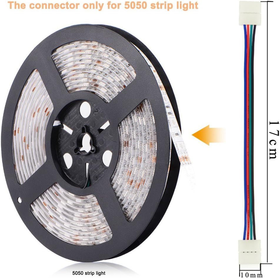 AREOUT 39.3ft/12M 4-Pin Connector Cable Extension Cord for 3528 5050 RGB LED Strip-Connector Kit, Multicolored - Image 4