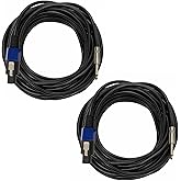 HeyTones Professional 12 Gauge 25 Feet Speakon to 1/4 Inch Speaker Cables - 12AWG 25ft DJ/PA SpeakON to 1/4" Speaker Cords Amp Audio Wires - 2 Pack