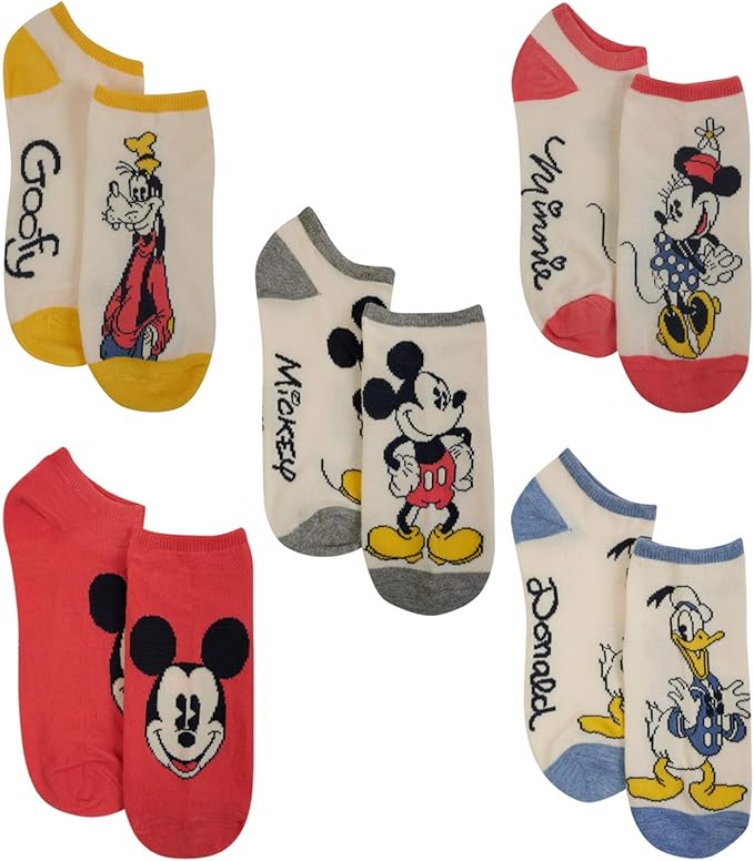 Disney Women's Classic 5Pack No Show Socks Clothing