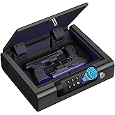 BILLCONCH Gun Safe,Biometric Fingerprint Gun Safe for Handgun Pistol Safes | Fingerprint PIN Key Unlock, Interior Light and USB Charging Lock box with Silent Mode for Bedroom Nightstand