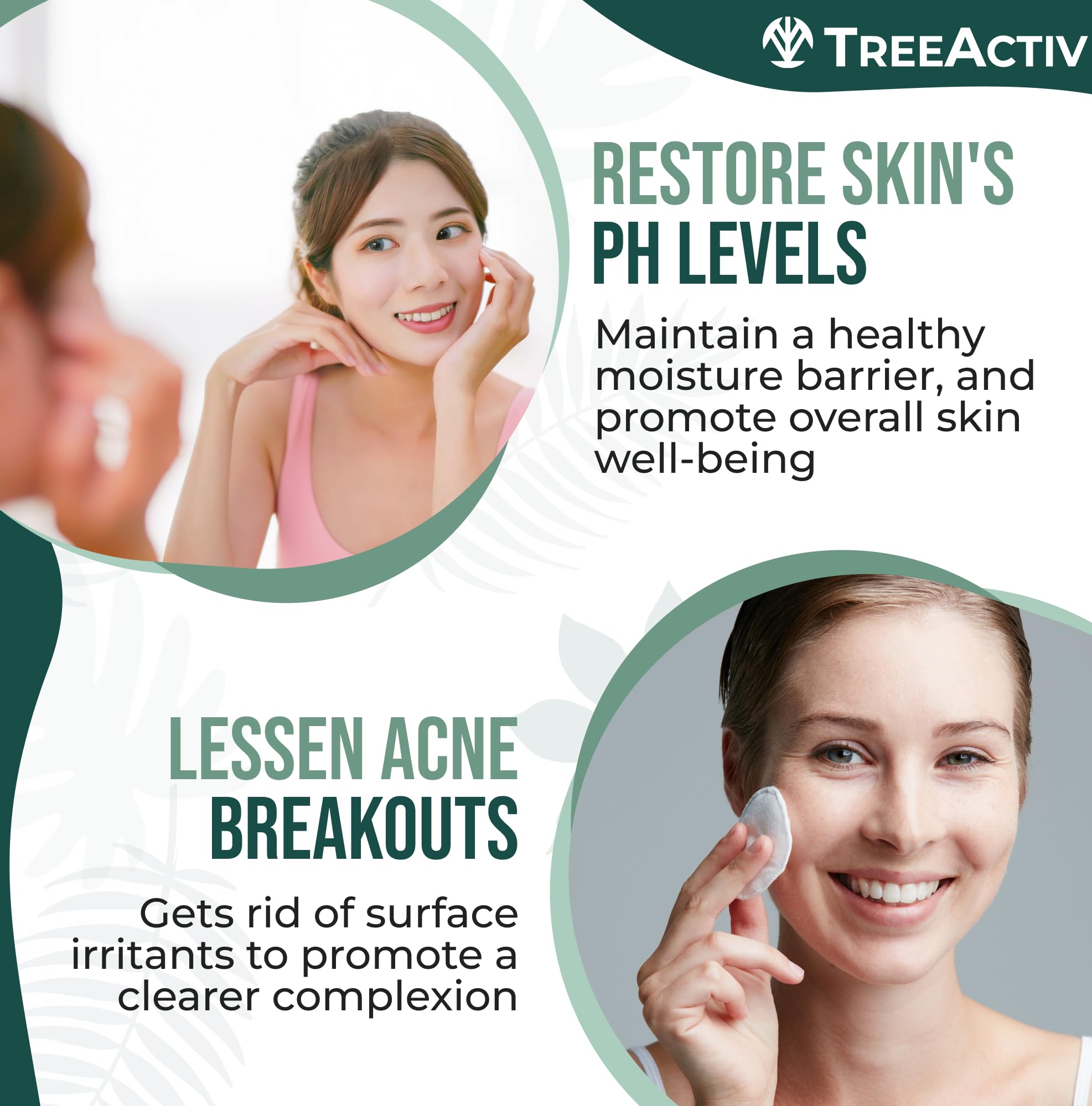 TreeActiv Balancing Herbal Toner | Facial Skin Moisturizer | Witch Hazel | Rose Water | Clary Sage | Tea Tree | Natural Astringent | Alcohol-Free | Reduce Oily Face Acne | Men, Women, Teens | 4 fl oz