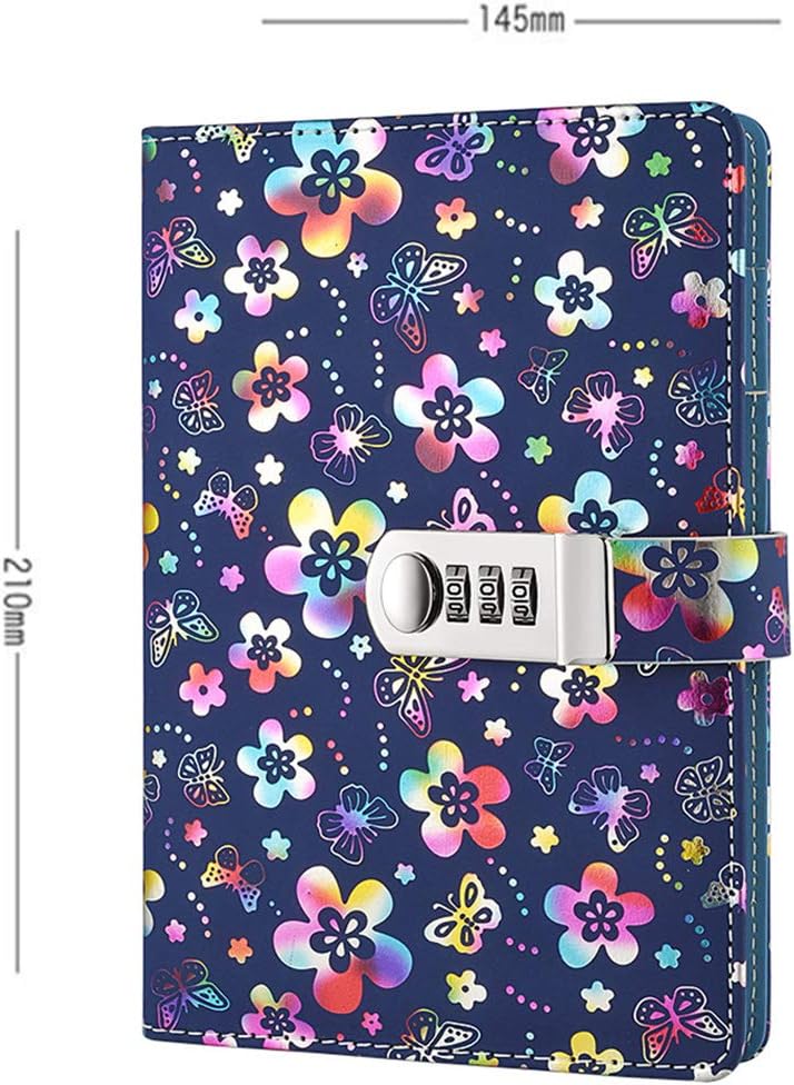 Yakri Stationery Notebook Password with Lock Diary Book Creative Password Diary Handbook Notepad Locking Journal Diary TPN102 (Colorful Flowers) - Image 3