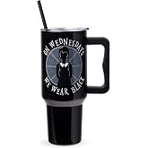Silver Buffalo Addams Family Wednesday, Stainless Steel Tumbler, 40oz | On Wednesdays We Wear Black, Double Walled, Includes 