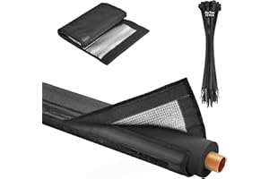 NOIDEEER 1PCS HVAC Copper Pipe Insulation Cover 3FT, 36×10.2 Inch with 15 Zip Ties 3-Layer 600D Oxford HVAC Line Insulation Sleeve for Outdoor, AC Pipe Insulation for Central Air Conditioning and Mini Splits