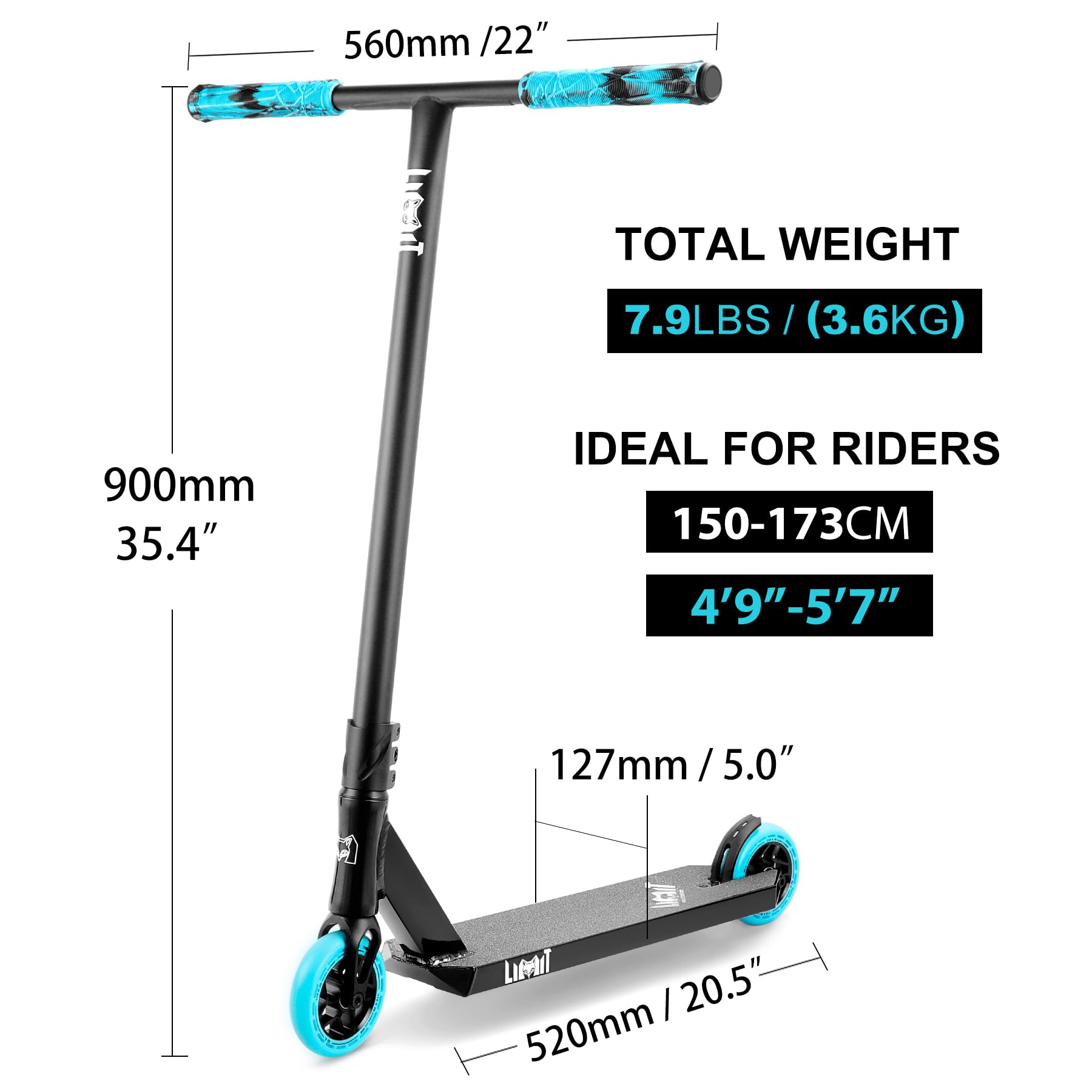 Limit LMT01-V2 Professional Scooter-Trick Scooter-Intermediate and Professional Stunt Scooter Suitable for Children, Teenagers and Adults 8 Years Old and Above-Durable