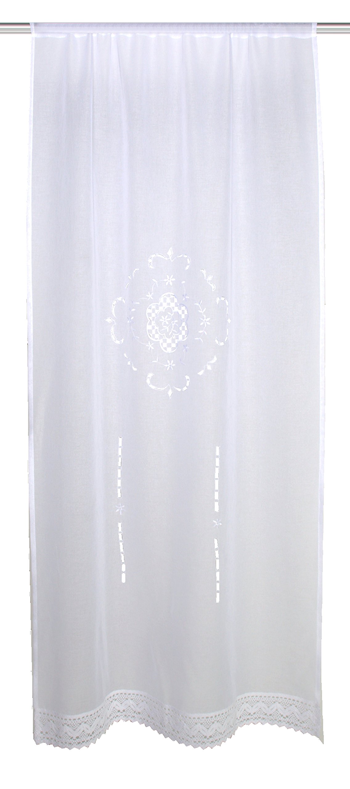 Home Fashion Door Hanging Linen Structure Embroidered Fabric White 180 x 60 cm