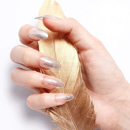 Amazon Liarty ネイルチップ 24枚 中長さ つけ爪 キラキラ グラデーション シルバー 透明 滑らかな 優雅ネイル 女の子 女性 人気 Liarty ネイルチップ 通販