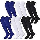 Hicarer 6 Pairs High Baseball Socks over Knee Football Softball Sock Youth Combo Long Sport Men Tube Socks Women