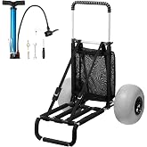 VEVOR Beach Dolly with Big Wheels for Sand, 29.9" x 15.4" Cargo Deck, w/ 12" Balloon Wheels, 165LBS Loading Capacity Folding Sand Cart &amp; 27" to 44.7" Adjustable Height, Heavy Duty Cart for Beach