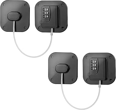 Evilsoul 2Pcs Password Fridge Lock 3M Adhesive No Key Safety Cabinet Lock Black