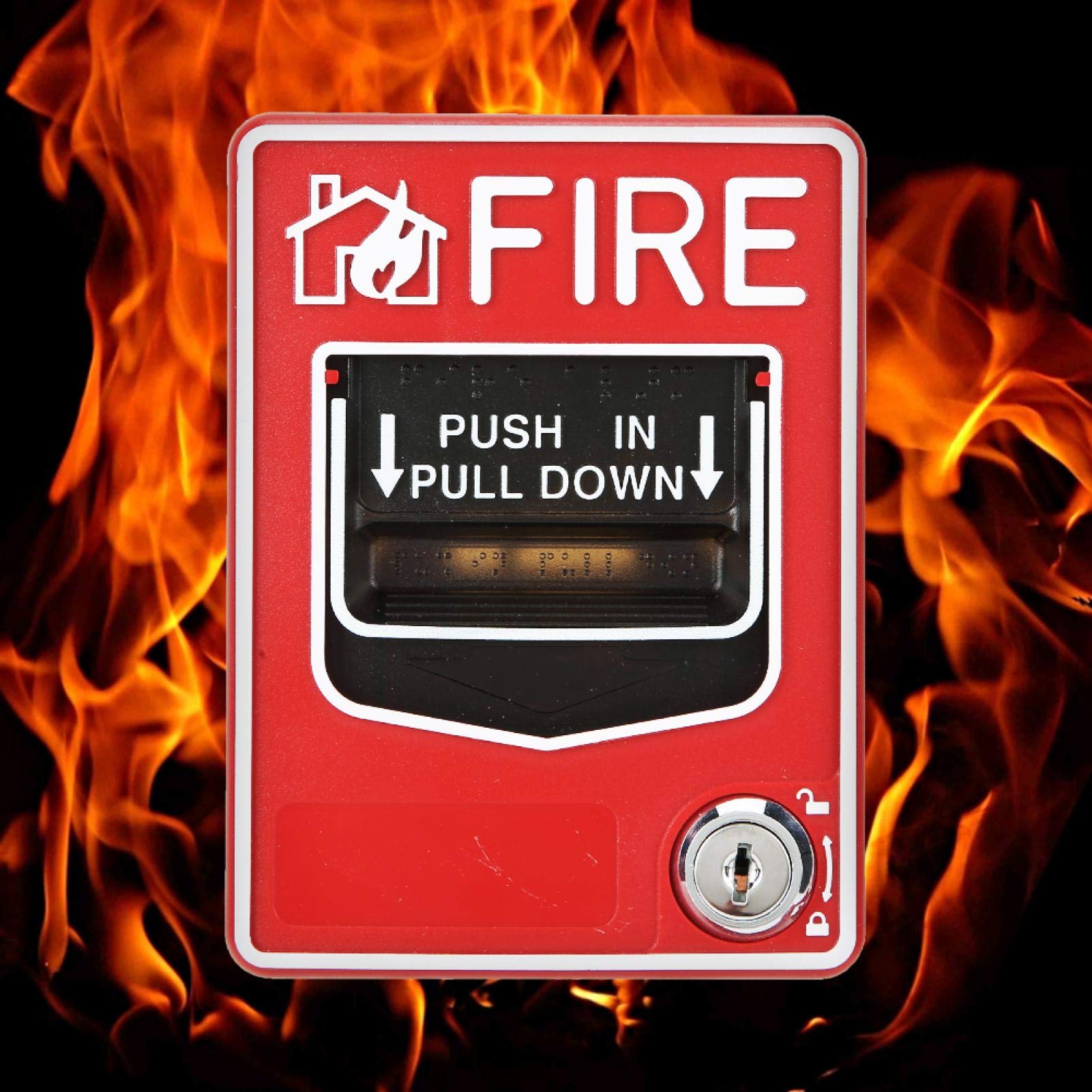 Archuu Fire Lite Alarms, Dual Action Manual Pull Station Fire Alarm Horn Siren Alarm Button with Key for Home Office Hotel Restaurant, default