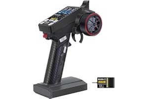 MEUS RACING ME-8A RC Transmitter 8 Channels 2.4GHz and Receiver with Coach Mode for 1/8 1/10 1/18 1/24 RC Crawler Car Boat TRX4 TRX4M SCX10 SCX24 Upgrades Parts (Black)