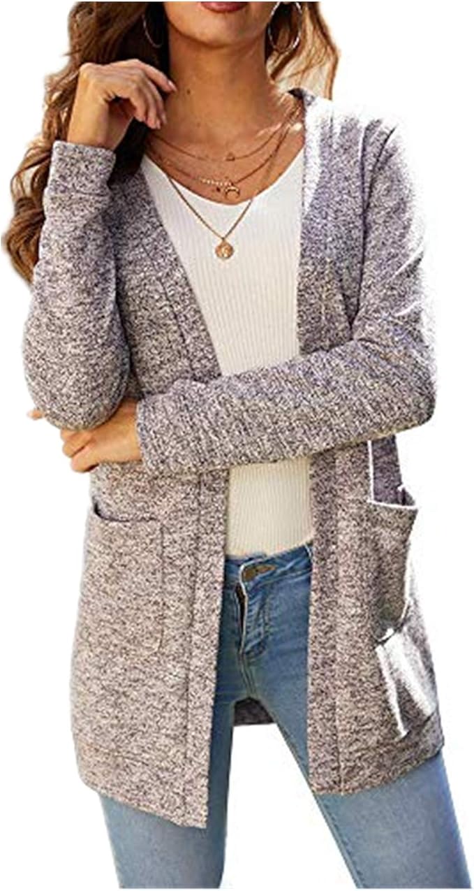 Long Cardigans for Women Open Front Chunky Knit Cardigan Sweater with