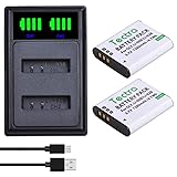 Tectra 2pcs LI-90B LI-92B Battery and LED Dual